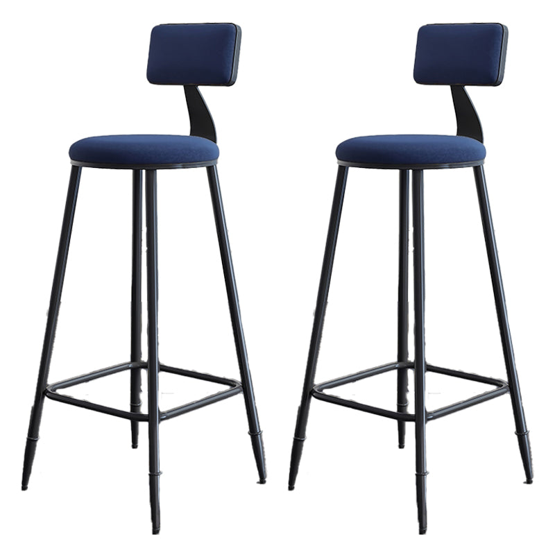 Modern Armless Backrest Counter Stool Steel Kitchen Bar Stool with Cushion and Pedal