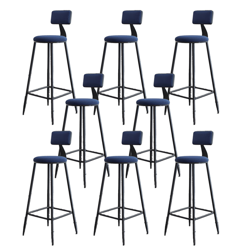 Modern Armless Backrest Counter Stool Steel Kitchen Bar Stool with Cushion and Pedal