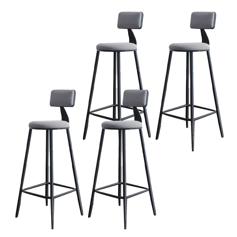 Modern Armless Backrest Counter Stool Steel Kitchen Bar Stool with Cushion and Pedal