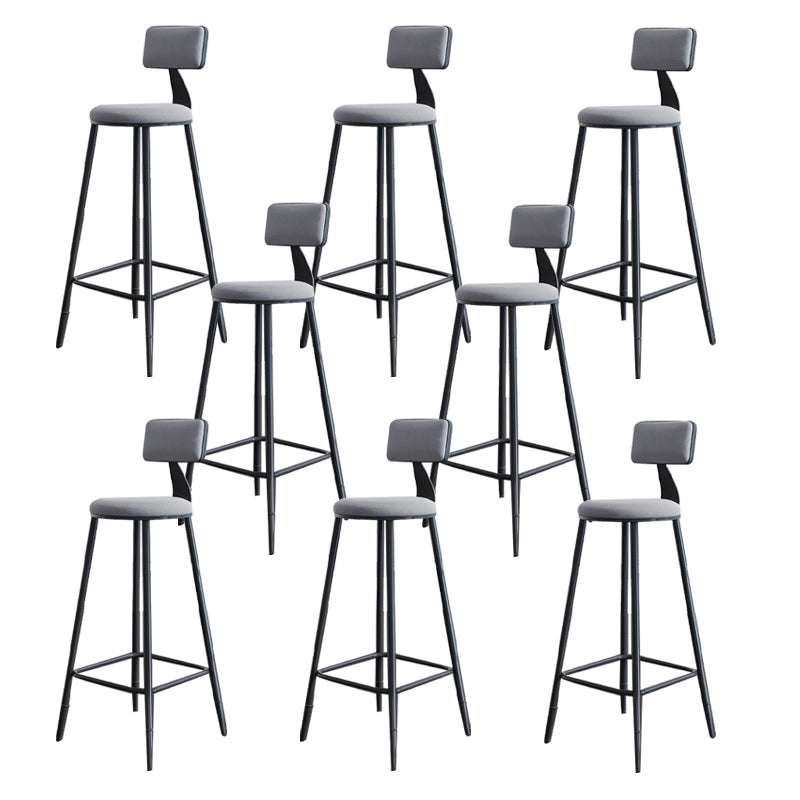 Modern Armless Backrest Counter Stool Steel Kitchen Bar Stool with Cushion and Pedal