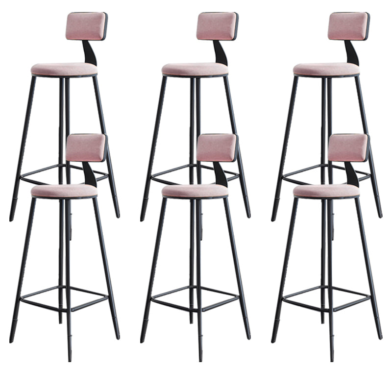 Modern Armless Backrest Counter Stool Steel Kitchen Bar Stool with Cushion and Pedal