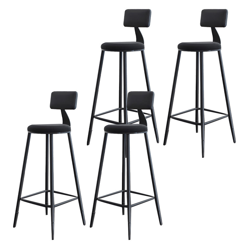 Modern Armless Backrest Counter Stool Steel Kitchen Bar Stool with Cushion and Pedal