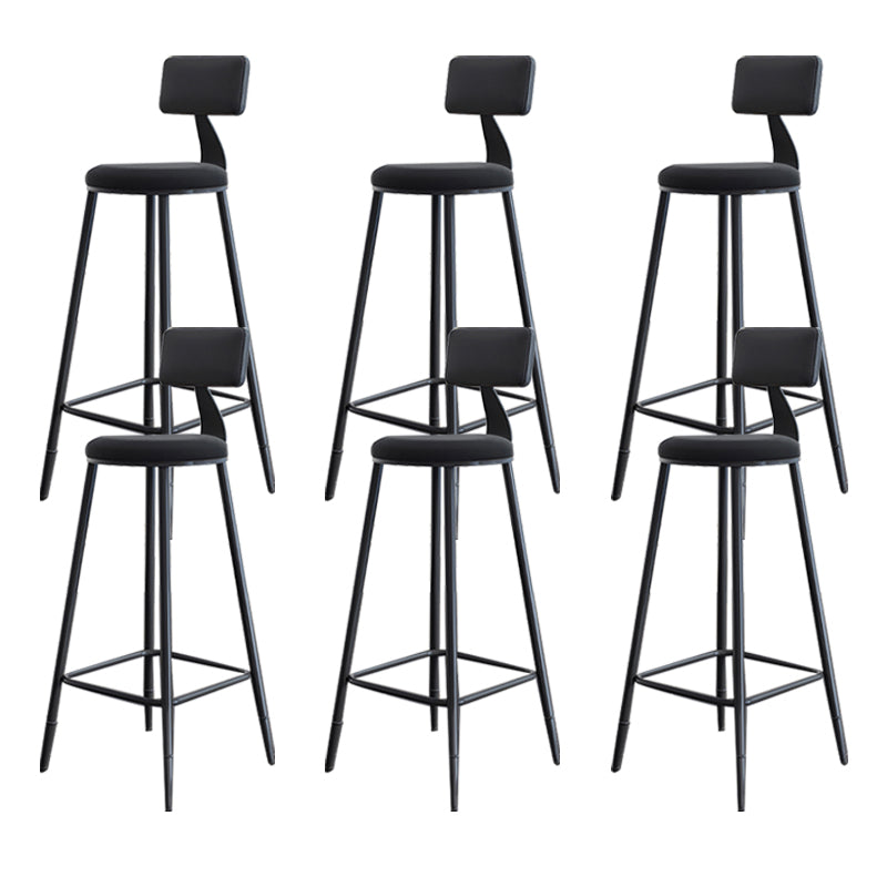 Modern Armless Backrest Counter Stool Steel Kitchen Bar Stool with Cushion and Pedal