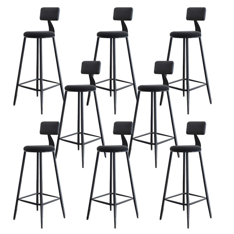 Modern Armless Backrest Counter Stool Steel Kitchen Bar Stool with Cushion and Pedal