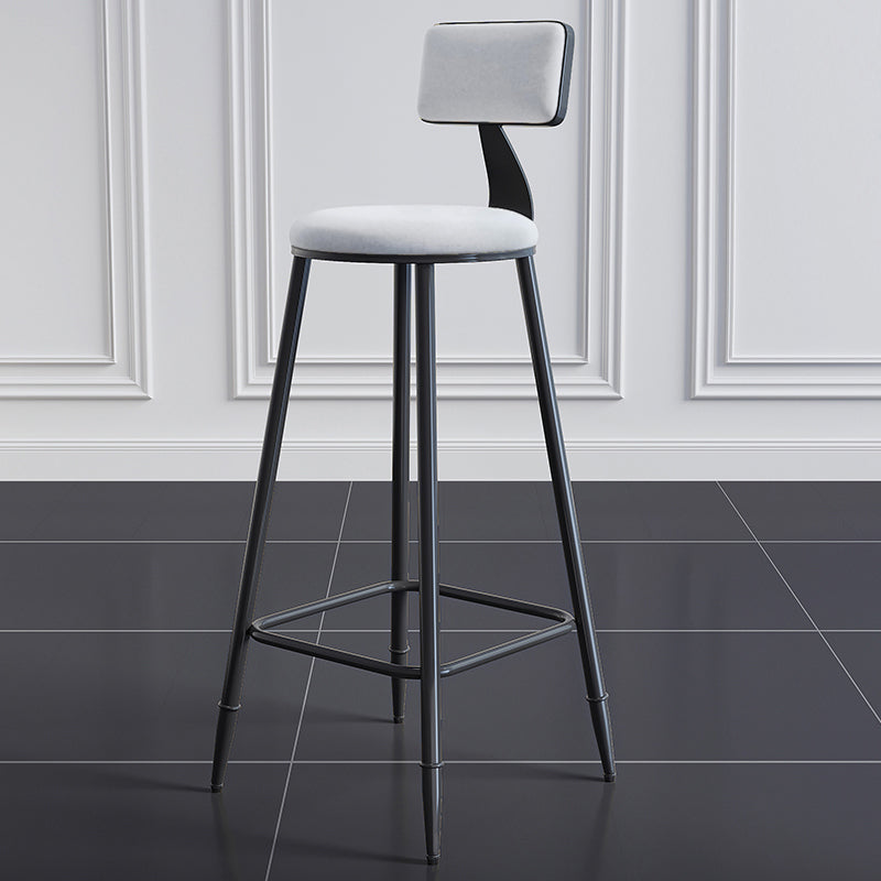 Modern Armless Backrest Counter Stool Steel Kitchen Bar Stool with Cushion and Pedal