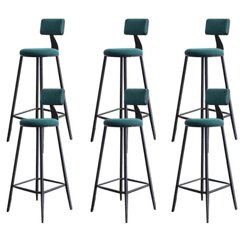 Modern Armless Backrest Counter Stool Steel Kitchen Bar Stool with Cushion and Pedal