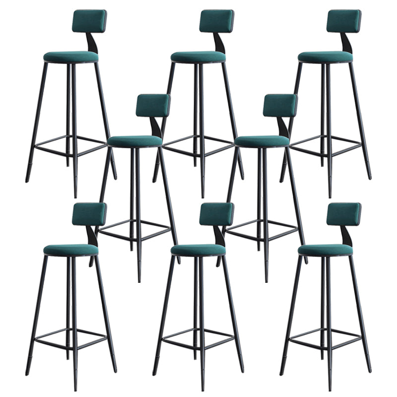 Modern Armless Backrest Counter Stool Steel Kitchen Bar Stool with Cushion and Pedal