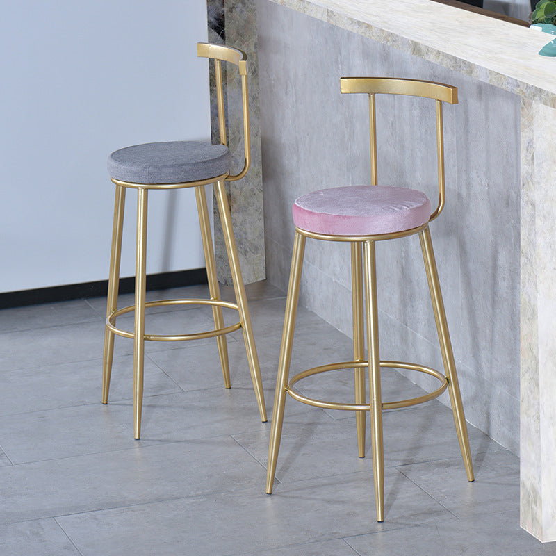 Contemporary Armless Backrest Counter Stool Iron Kitchen Bar Stool for Home