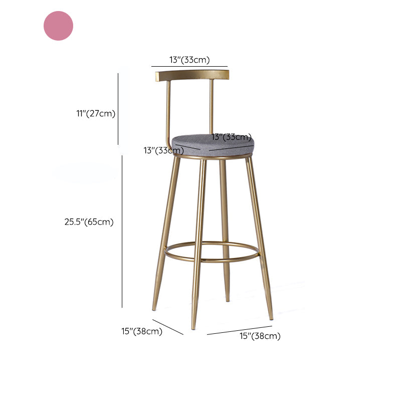 Contemporary Armless Backrest Counter Stool Iron Kitchen Bar Stool for Home