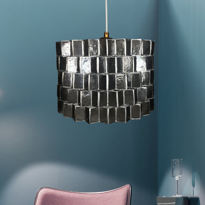 Shell Sledned Drum Forme Pendante Lighting Moderniste 1 tête Black Finish Plafond Suspension Lampe For Bedroom