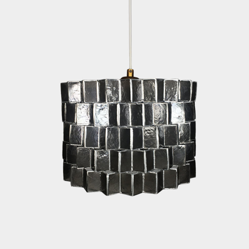 Shell Sledned Drum Forme Pendante Lighting Moderniste 1 tête Black Finish Plafond Suspension Lampe For Bedroom