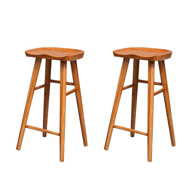 Modern Solid Wood Dining Stool Backless Contoured Seat Bar and Counter Stool