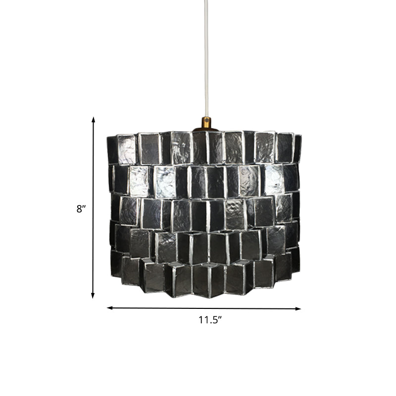 Shell Sledned Drum Forme Pendante Lighting Moderniste 1 tête Black Finish Plafond Suspension Lampe For Bedroom