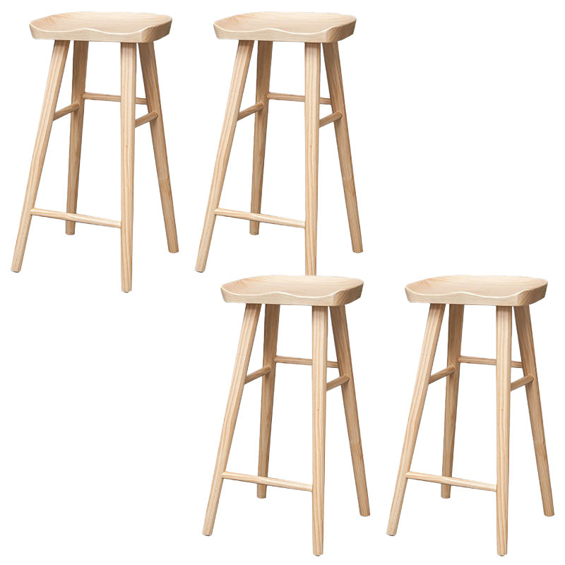 Modern Solid Wood Dining Stool Backless Contoured Seat Bar and Counter Stool