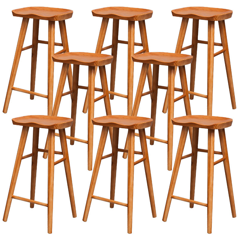 Modern Solid Wood Dining Stool Backless Contoured Seat Bar and Counter Stool