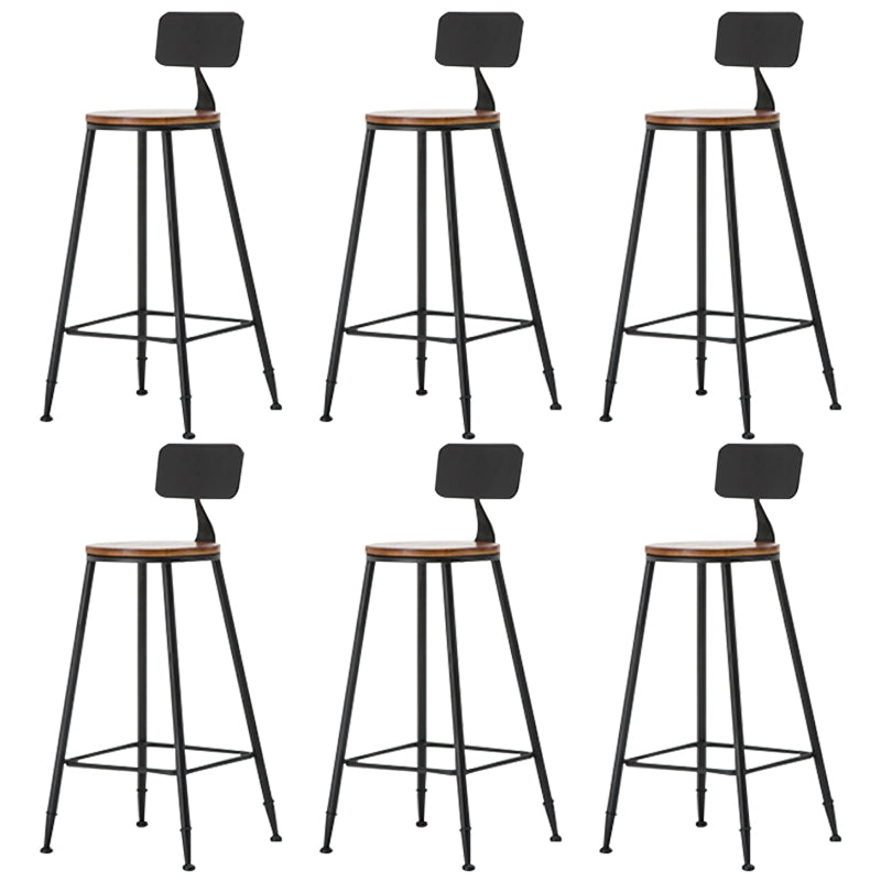 Industrial Armless Backrest Counter Stool Iron Cafe Bar Stool with Wooden Seat and Pedal