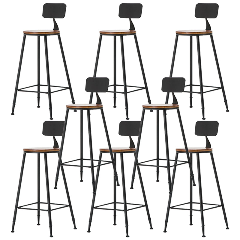Industrial Armless Backrest Counter Stool Iron Cafe Bar Stool with Wooden Seat and Pedal