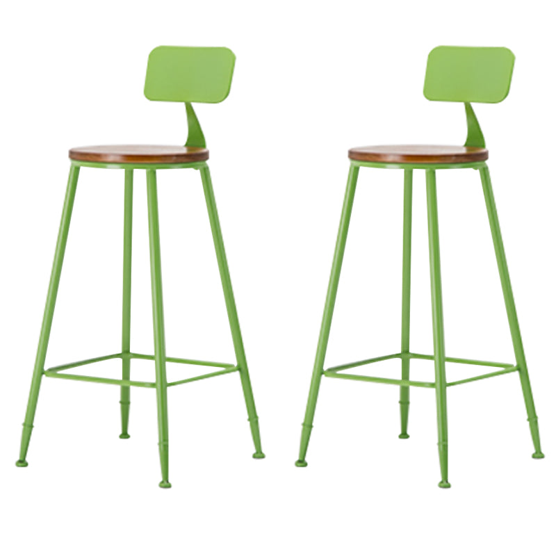 Industrial Armless Backrest Counter Stool Iron Cafe Bar Stool with Wooden Seat and Pedal