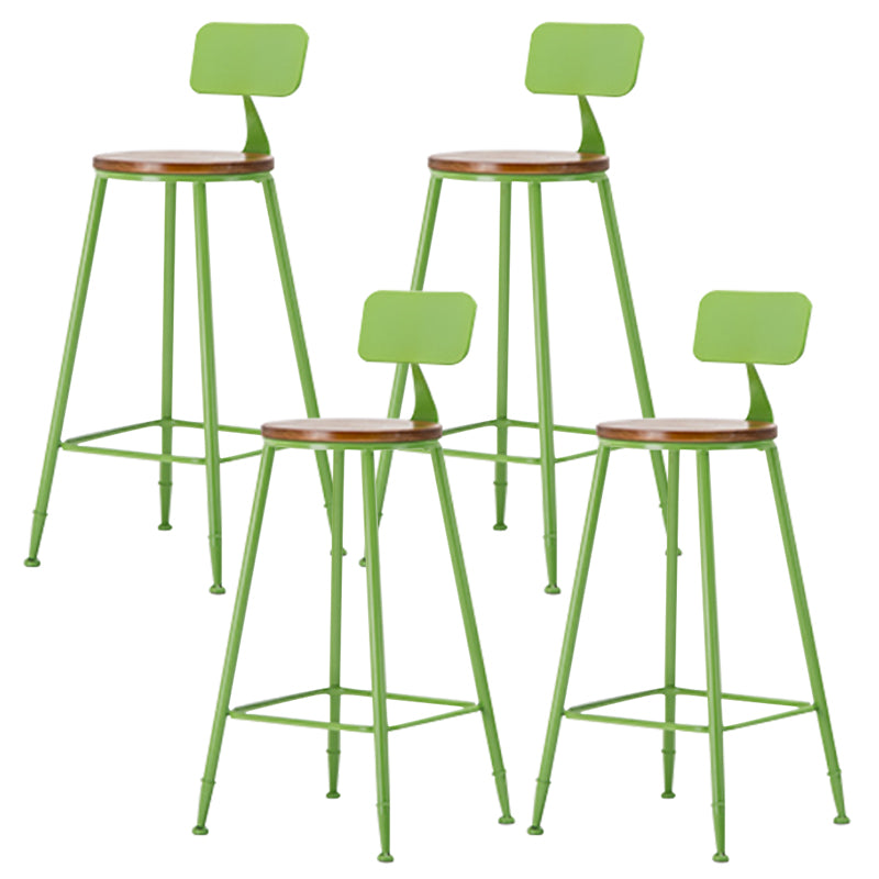 Industrial Armless Backrest Counter Stool Iron Cafe Bar Stool with Wooden Seat and Pedal