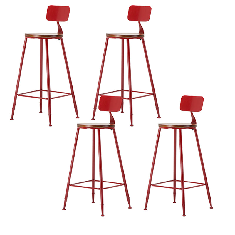 Industrial Armless Backrest Counter Stool Iron Cafe Bar Stool with Wooden Seat and Pedal
