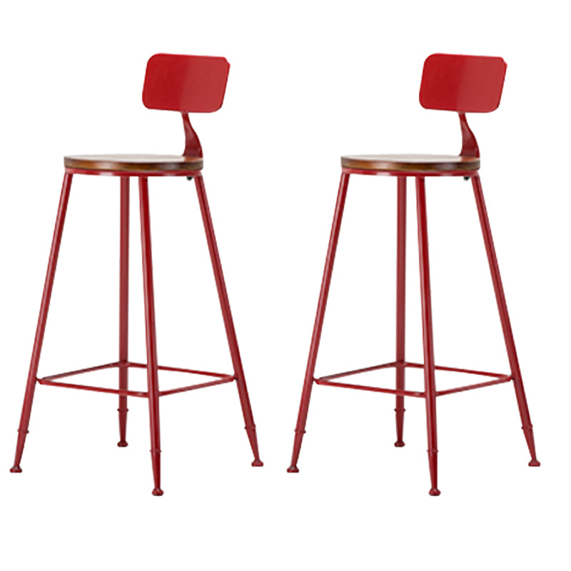 Industrial Armless Backrest Counter Stool Iron Cafe Bar Stool with Wooden Seat and Pedal