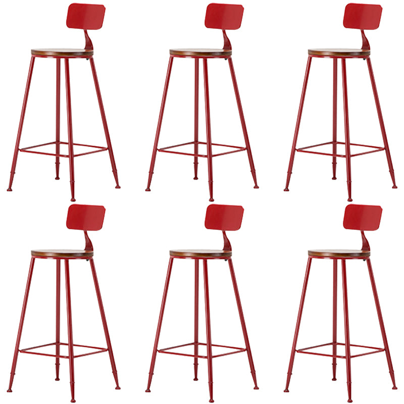 Industrial Armless Backrest Counter Stool Iron Cafe Bar Stool with Wooden Seat and Pedal