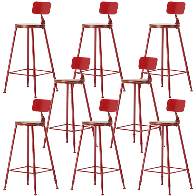 Industrial Armless Backrest Counter Stool Iron Cafe Bar Stool with Wooden Seat and Pedal