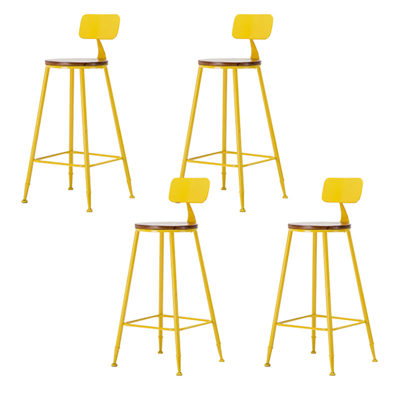 Industrial Armless Backrest Counter Stool Iron Cafe Bar Stool with Wooden Seat and Pedal