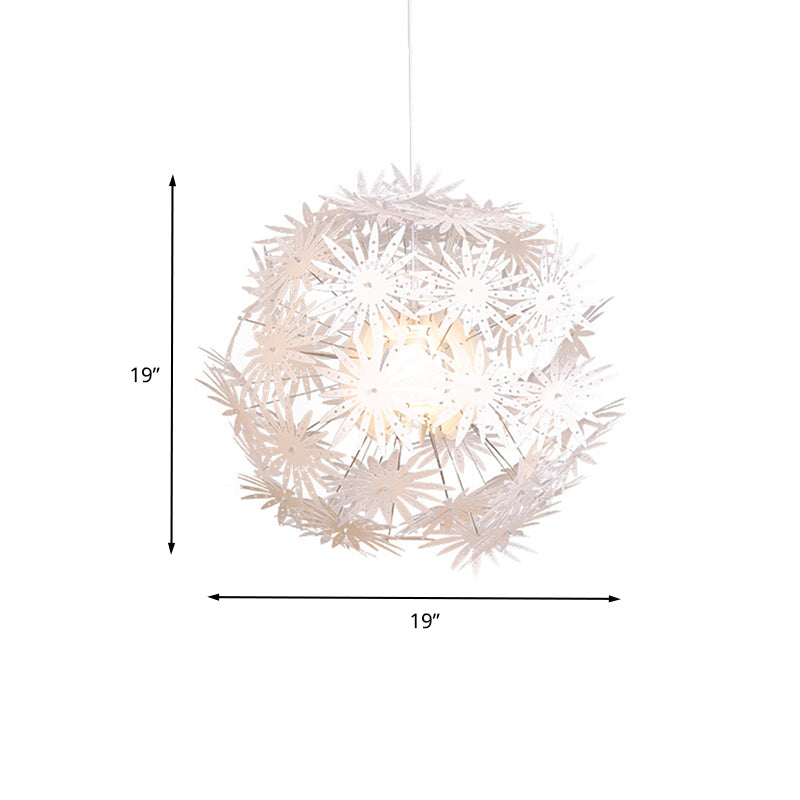 Dandelion Bedroom Ceiling Pendant Acrylic 1-Bulb 19"/23.5" Wide Modernism Hanging Light Kit in White
