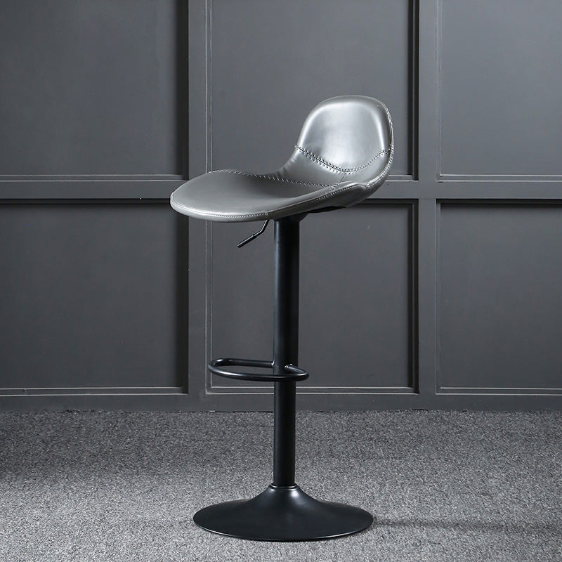 Modern Adjustable Leather Bar Stool Footrest Swivel Dining Stool for Living Room