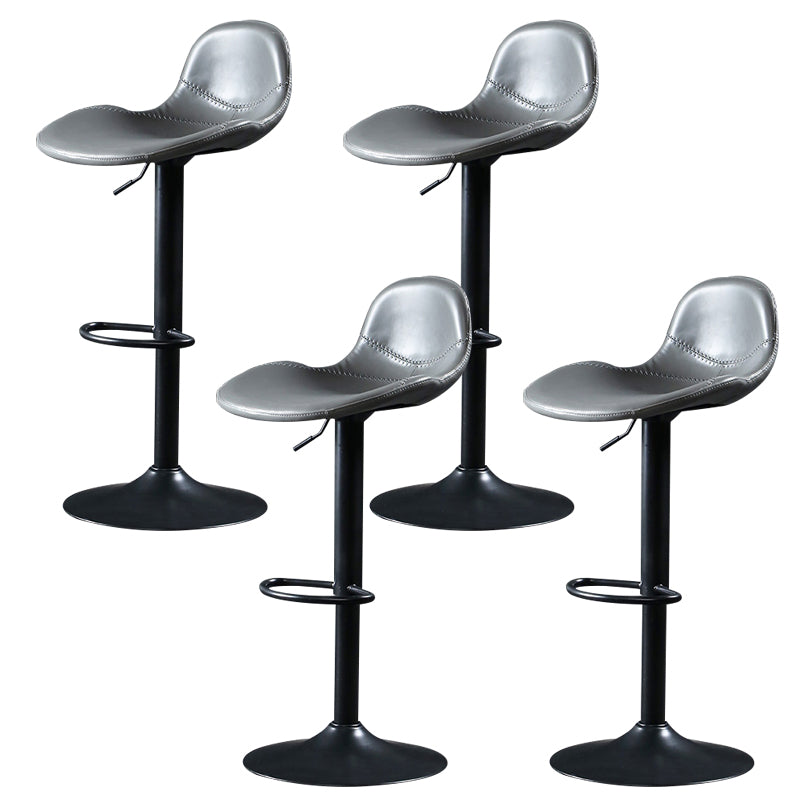 Modern Adjustable Leather Bar Stool Footrest Swivel Dining Stool for Living Room