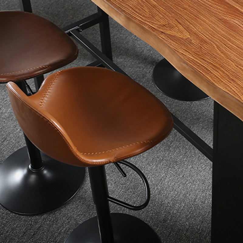 Modern Adjustable Leather Bar Stool Footrest Swivel Dining Stool for Living Room