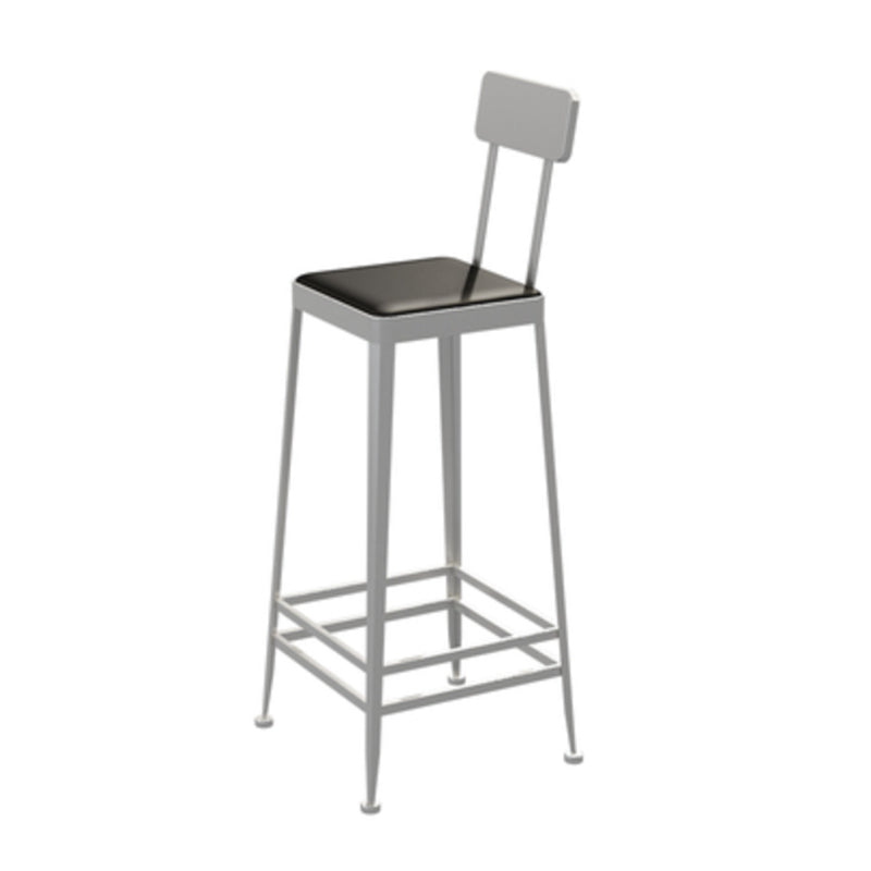 Square Glam Metal Bar Stools Footrest Coffee Shop Backrest Counter Bar Stool