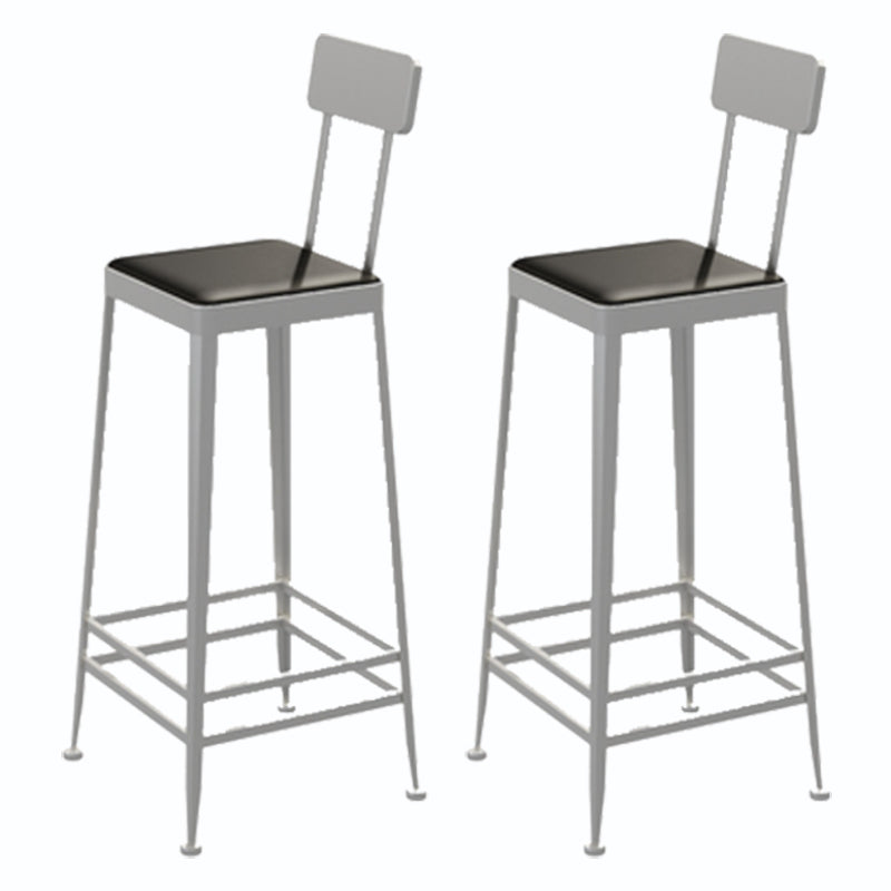Square Glam Metal Bar Stools Footrest Coffee Shop Backrest Counter Bar Stool