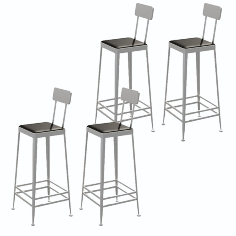 Square Glam Metal Bar Stools Footrest Coffee Shop Backrest Counter Bar Stool
