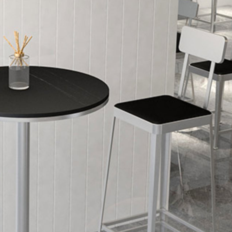 Square Glam Metal Bar Stools Footrest Coffee Shop Backrest Counter Bar Stool