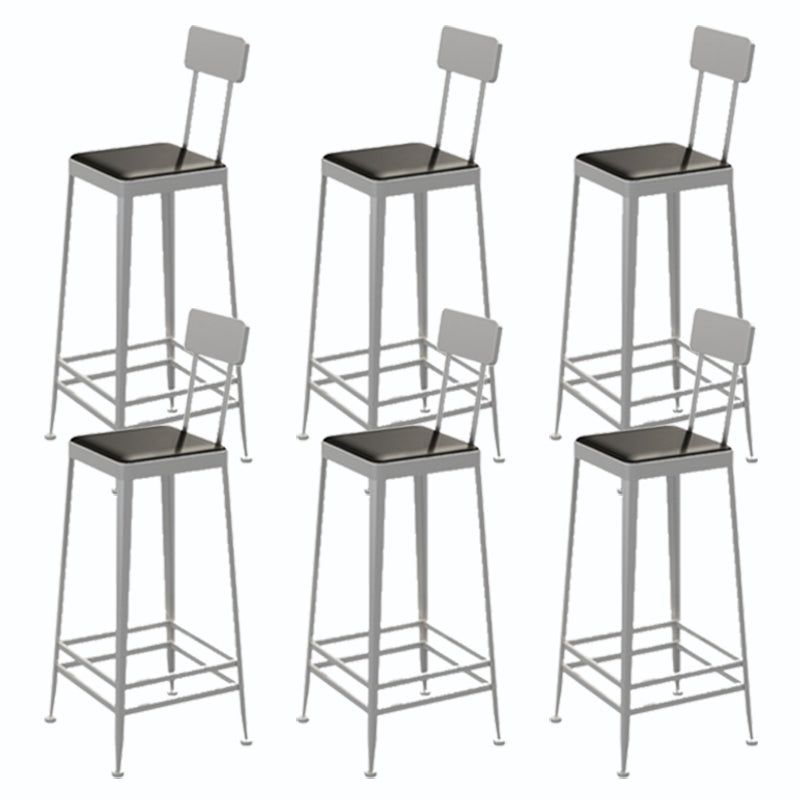 Square Glam Metal Bar Stools Footrest Coffee Shop Backrest Counter Bar Stool