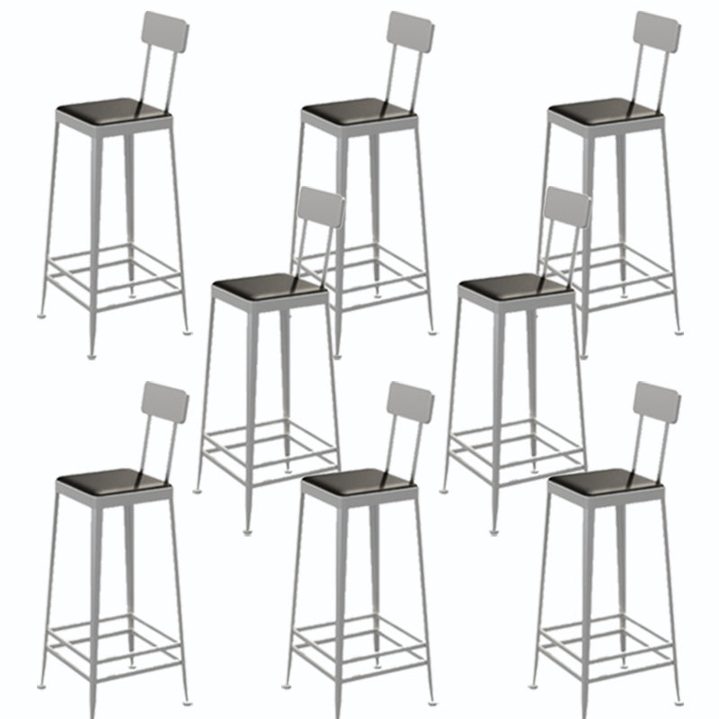Square Glam Metal Bar Stools Footrest Coffee Shop Backrest Counter Bar Stool