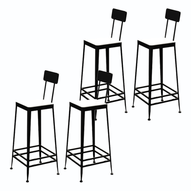 Square Glam Metal Bar Stools Footrest Coffee Shop Backrest Counter Bar Stool