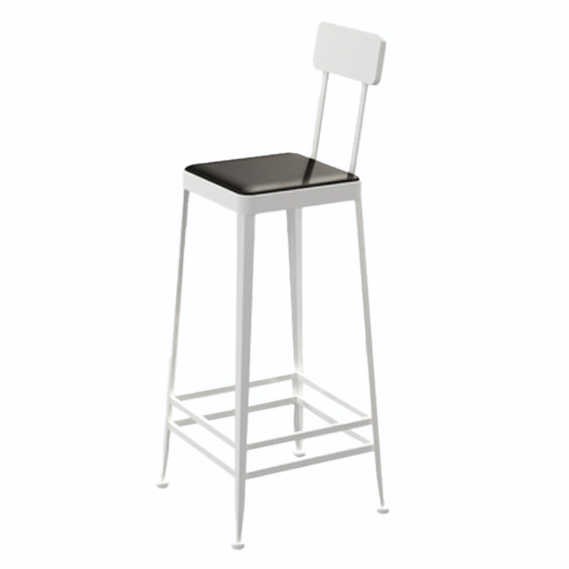 Square Glam Metal Bar Stools Footrest Coffee Shop Backrest Counter Bar Stool