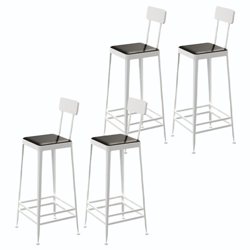 Square Glam Metal Bar Stools Footrest Coffee Shop Backrest Counter Bar Stool