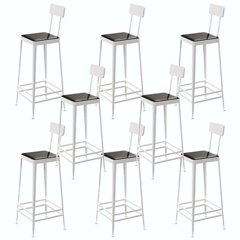 Square Glam Metal Bar Stools Footrest Coffee Shop Backrest Counter Bar Stool