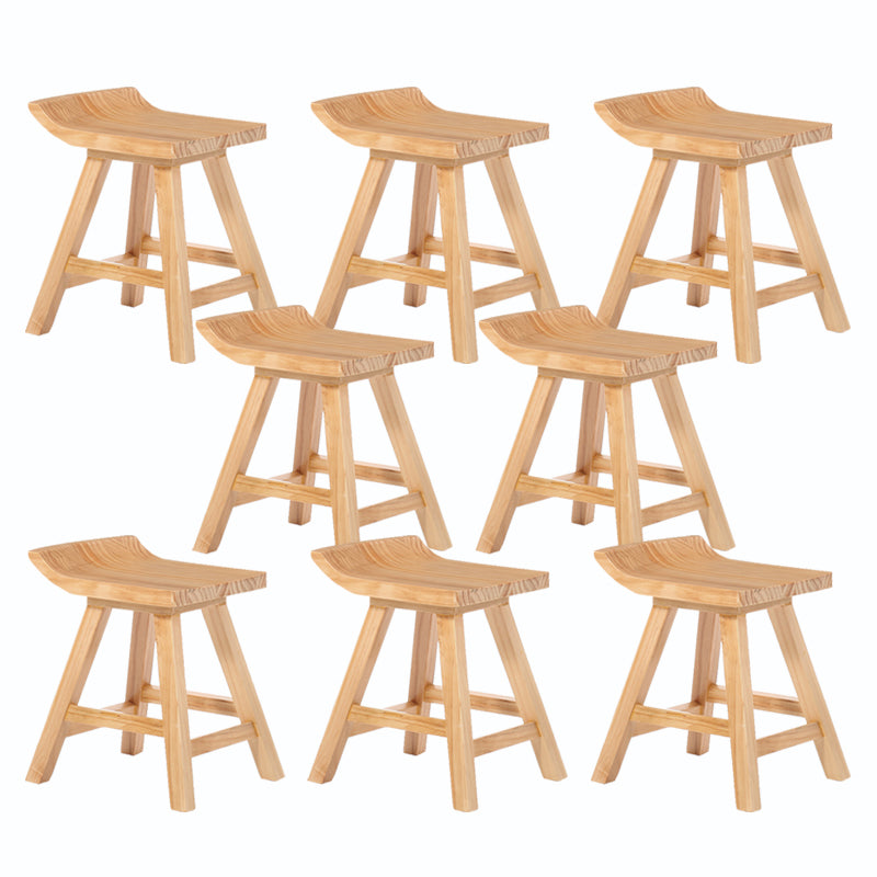 Indoor Modern Footrest Bar Stool Solid Wood Bar & Counter Stool in Natural