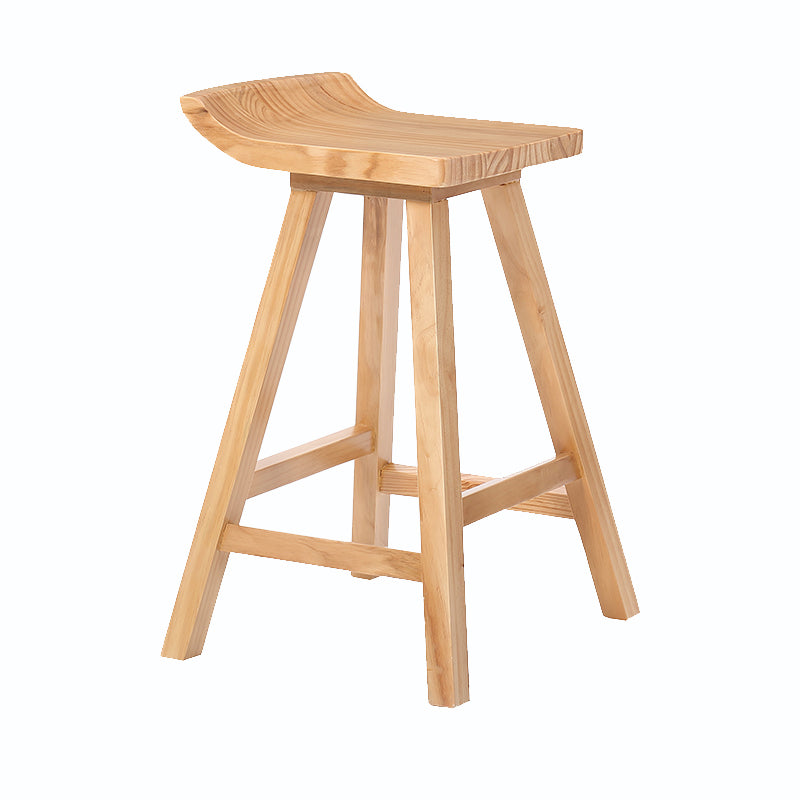 Indoor Modern Footrest Bar Stool Solid Wood Bar & Counter Stool in Natural