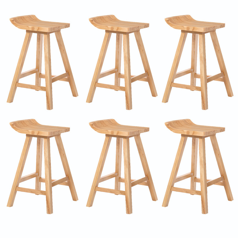 Indoor Modern Footrest Bar Stool Solid Wood Bar & Counter Stool in Natural