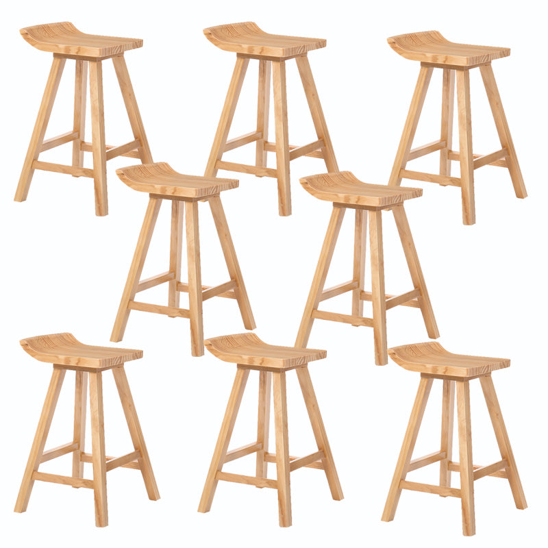 Indoor Modern Footrest Bar Stool Solid Wood Bar & Counter Stool in Natural