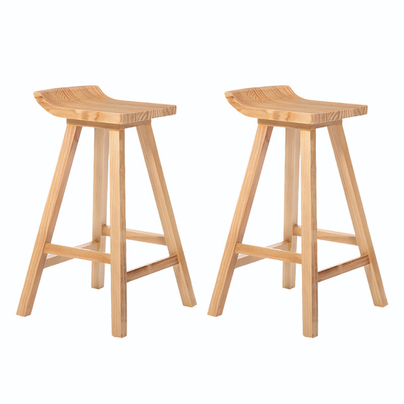 Indoor Modern Footrest Bar Stool Solid Wood Bar & Counter Stool in Natural