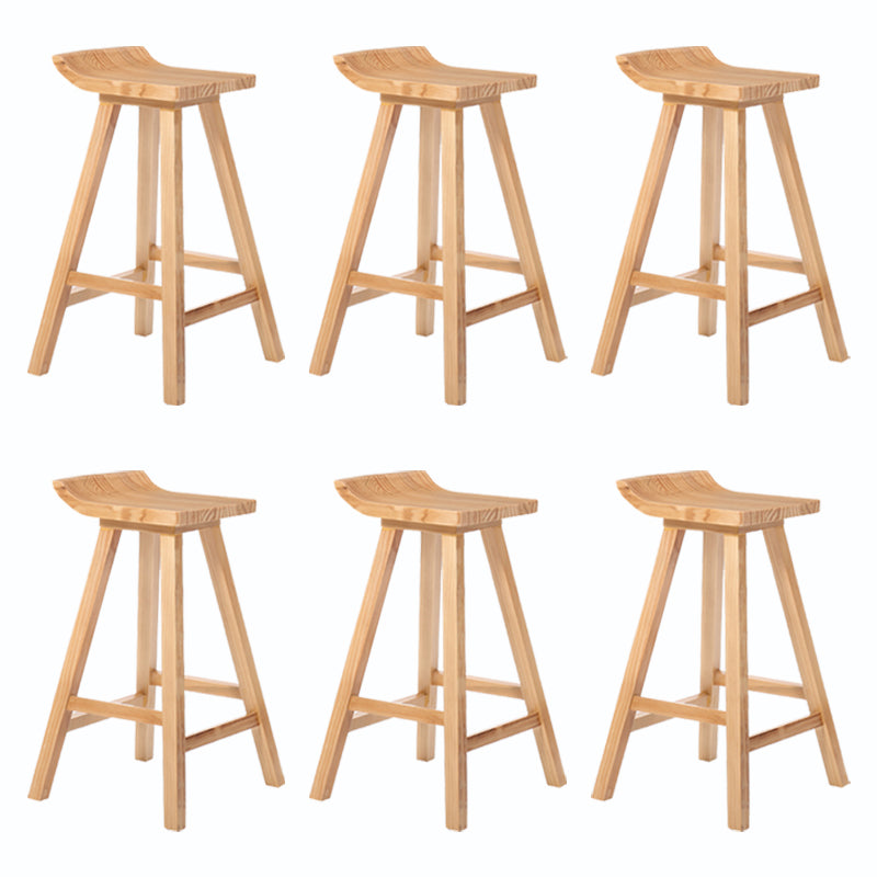 Indoor Modern Footrest Bar Stool Solid Wood Bar & Counter Stool in Natural