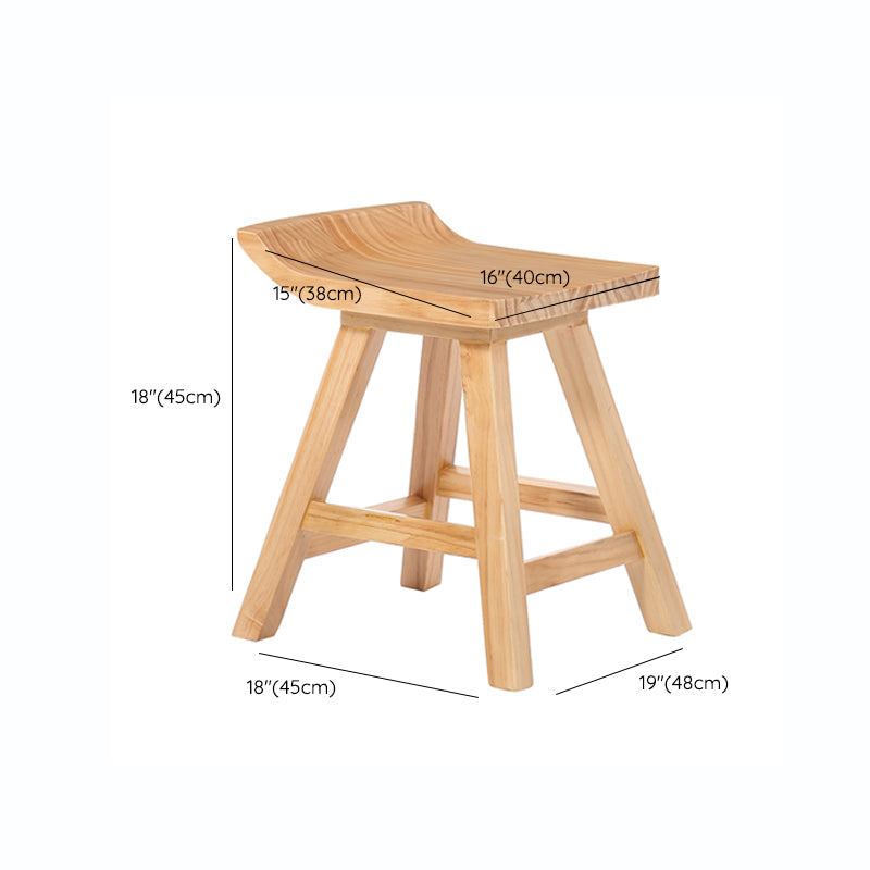 Indoor Modern Footrest Bar Stool Solid Wood Bar & Counter Stool in Natural