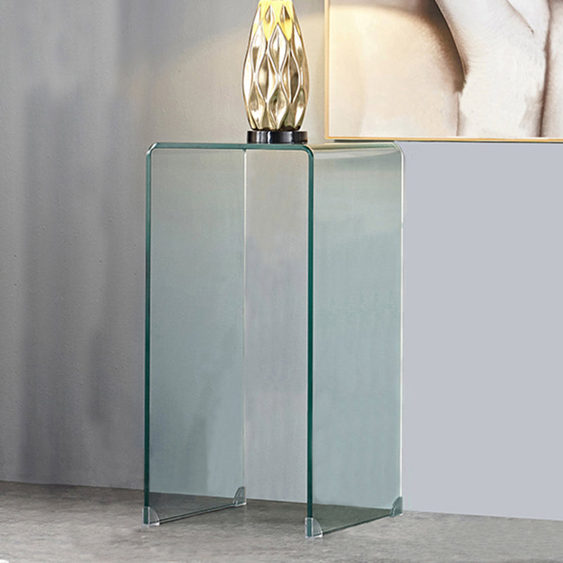 Modern Glass Sled Side End Table Minimalist Square Corner Table